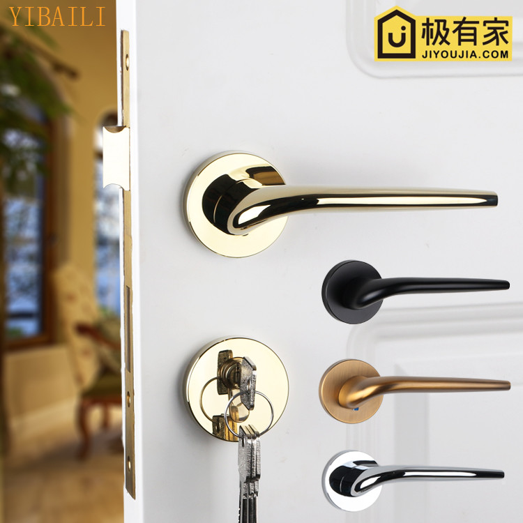 Ythyme American indoor room door lock black mute two-style lock bedroom golden door handle yellow ancient bronze door lock