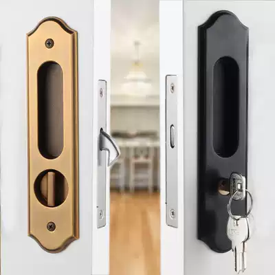 German Seiko moving door lock sliding door lock dark lock black folding door cosmetic room door lock invisible pull door handle