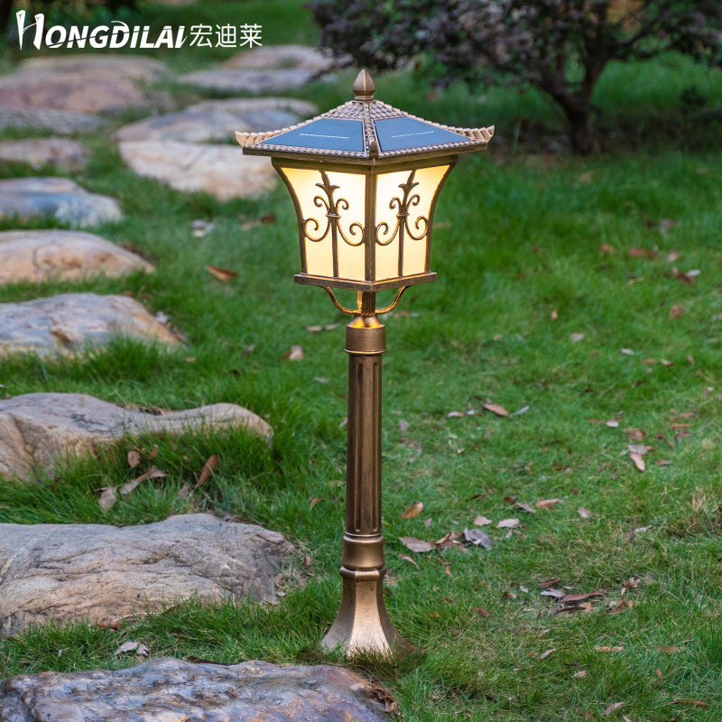 太阳能草坪灯翘角新中式欧式户外防水花园路灯室外庭院园林草地灯