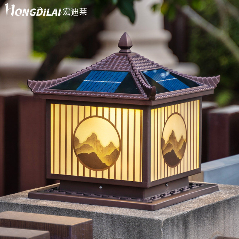 日照金山太阳能户外庭院柱头灯围墙灯别墅花园门口防水景观装饰灯