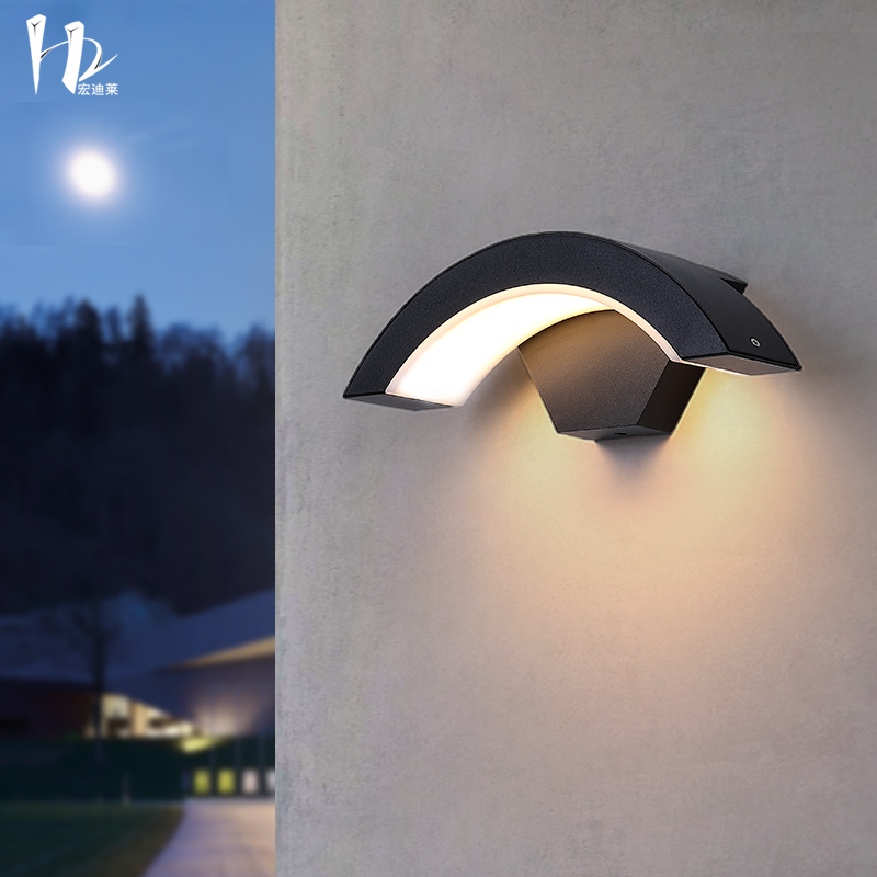 Outdoor Wall Light Sensing Waterproof Patio Outdoor Balcony Large Doorway Front Modern Minimalist Led Sector Wall Lamp