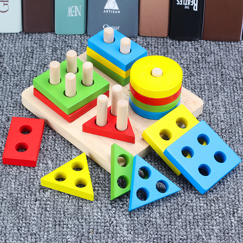 Children's enlightenment Early teaching shape matching building block Pillar Hands-on ability Exercise Baby 1-2-3-year-old Puzzle Toy