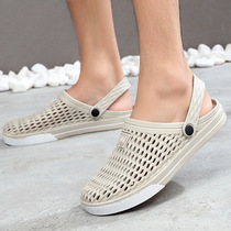 Summer fashion hole shoes mens slippers half sandals 2019 new trend outside wear soft soles outdoor buns sandals