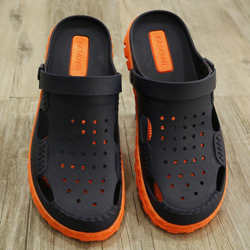 Vietnam imported rubber slippers sandals men's and women's sandals dual-purpose shoes fashion outdoor indoor two-color mesh hole shoes