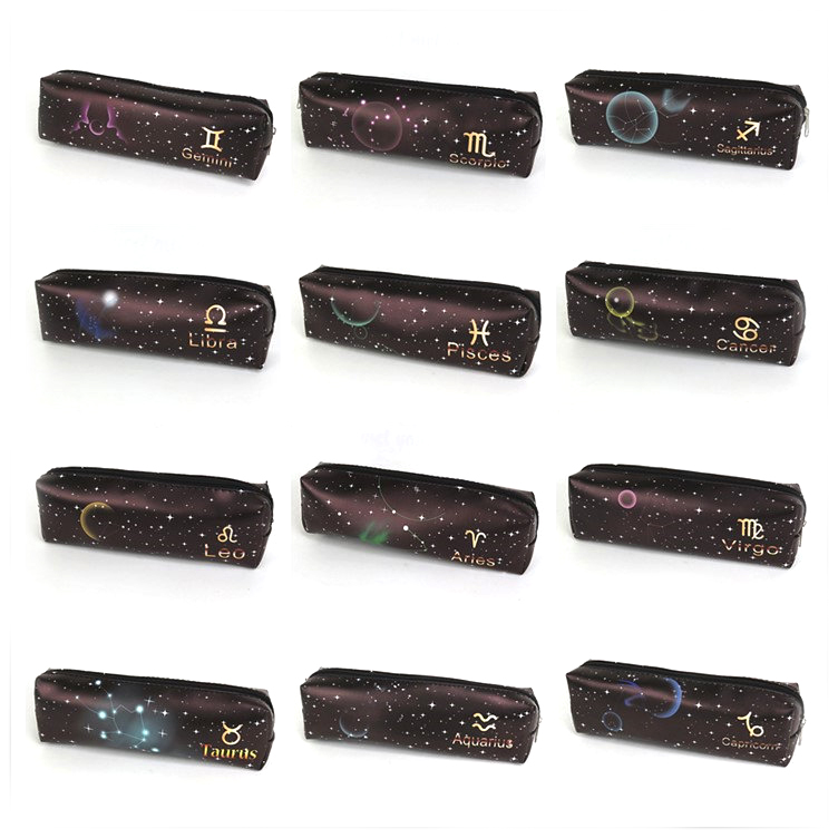 Twelve constellations creative pencil case pupils cute pencil case for men and women simple starry pencil bag small stationery box
