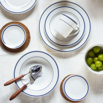 Export of the netherlands simple blue line ceramic tableware plate
