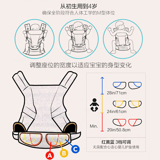 신생아 슬링 다기능 앞 뒤형 베이비 슬링 캐리어 통기성 사계절 유니버설 슬링
