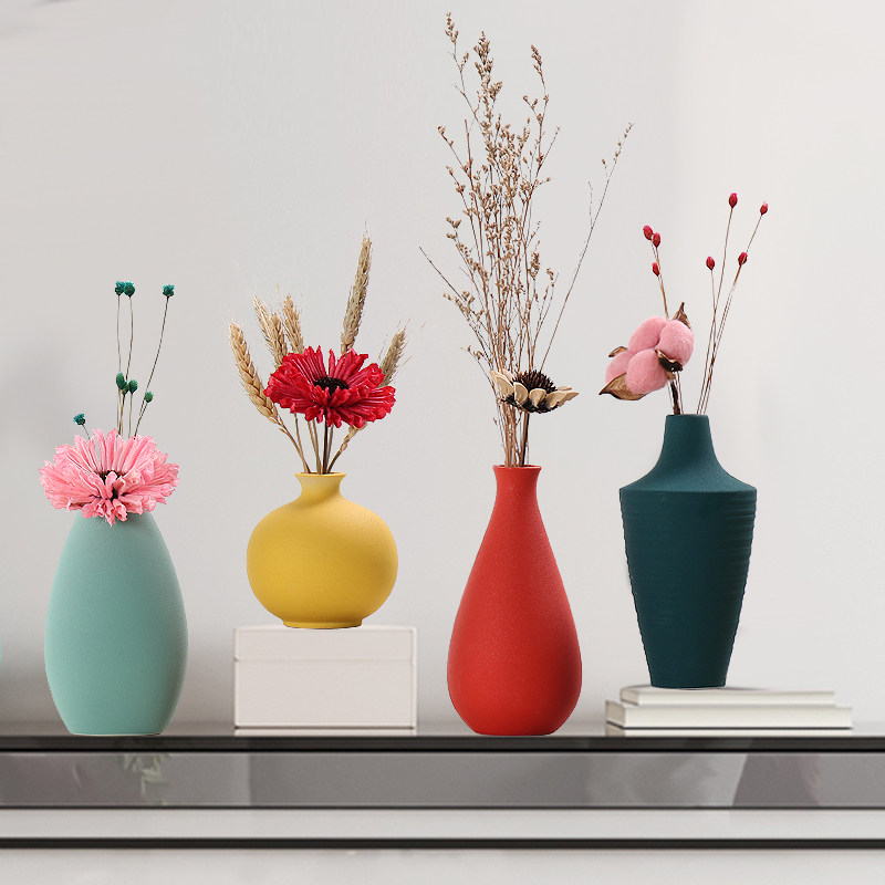 Nordic Wind Small Flower Bottle Pendulum Pieces Dry Flower Decorations Living-room Floral Table TV Cabinet Home Ceramics Creative Furnishing