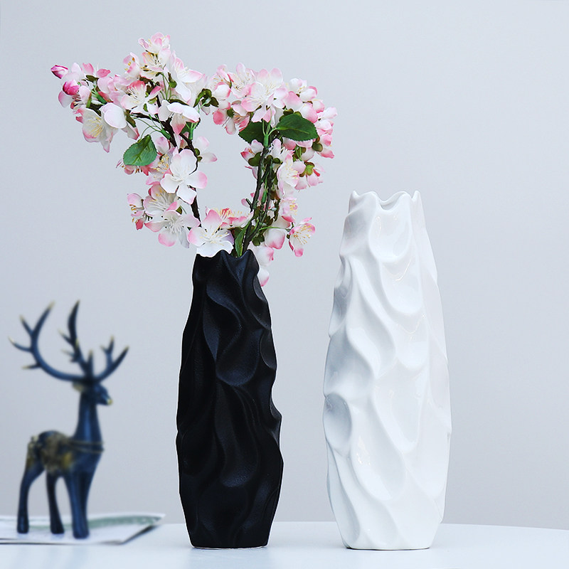 Modern minimalist frosted ceramic vase white black full Star Living room table flowers dried flower water peels