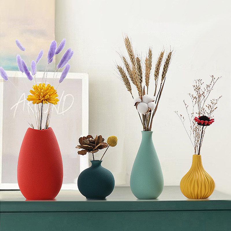 Creative Nordic small vase minimalist modern ceramic pendulum decoration dried flower decoration Xuanguan Living room flower arrangement table TV cabinet