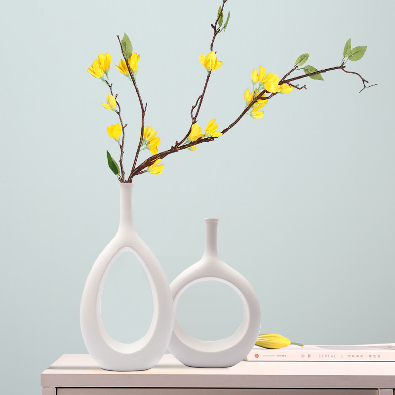 Nordic creative living room art vase flower vase Ceramic Simple home TV cabinet entrance model room decoration decoration