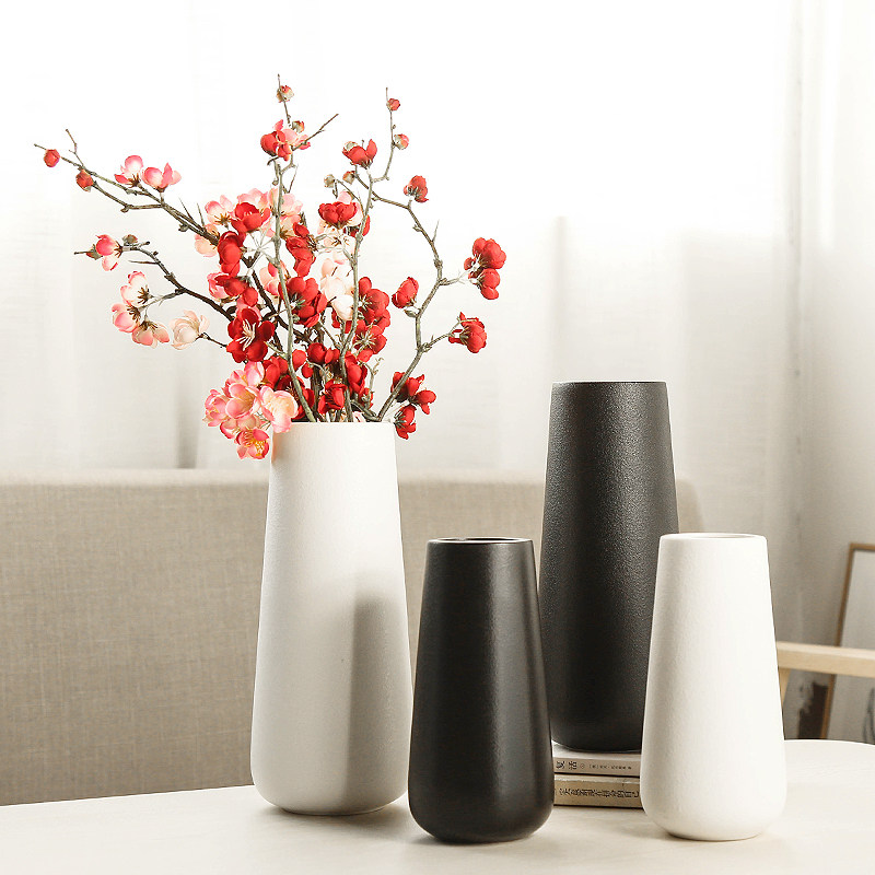 Modern minimalist ceramic vase small fresh dry flower home flower-flower water pewter white porcelain Iketo living-room pendulum
