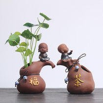 Ceramic flower Ware creative little monk Zisha Gokao Zen home office ornaments vase flower pot hydroponic plants