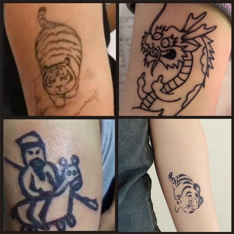 Herbal Juice Guan Gong War Horse Funny and Quirky Tattoo Stickers for Arms, Half Guan Yu, Er Ye Tattoo Stickers, Waterproof and Long-Lasting