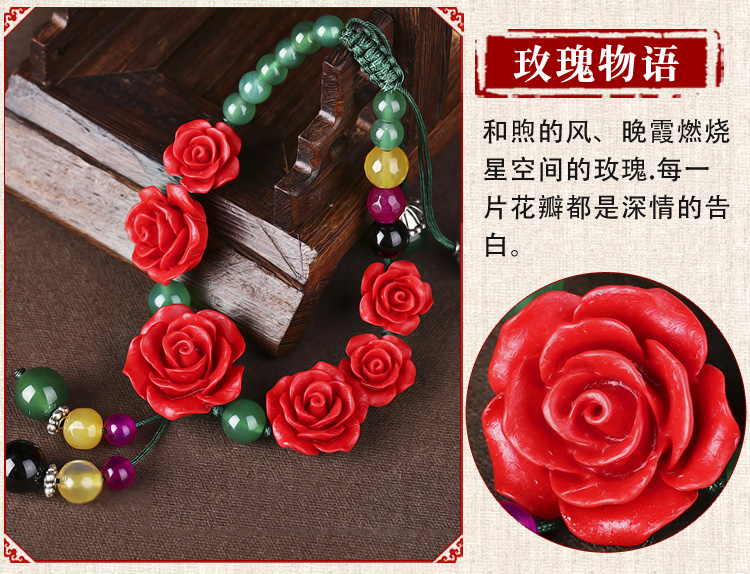 Hanada 厝 gió quốc gia màu đỏ chạm khắc phụ nữ mã não chuỗi chân handmade hoa hồng vòng chân dệt trang sức cá nhân lắc chân vàng trắng