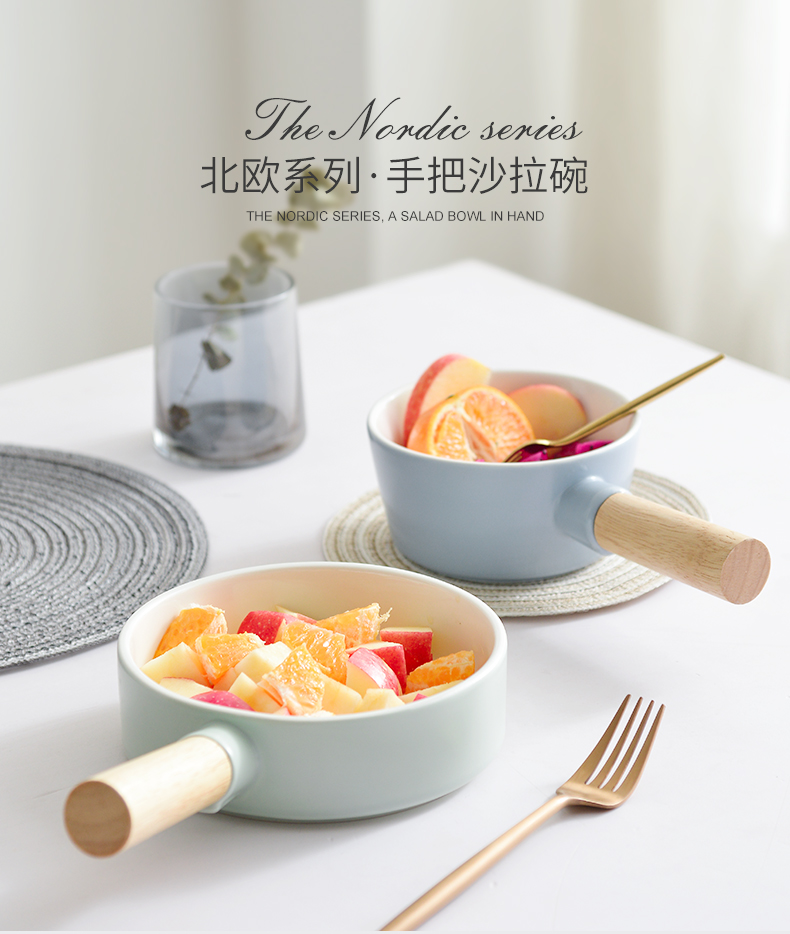 Creative handle ceramic tableware household northern wind rainbow such as bowl bowl of fruit salad bowl single breakfast bowl dessert bowls