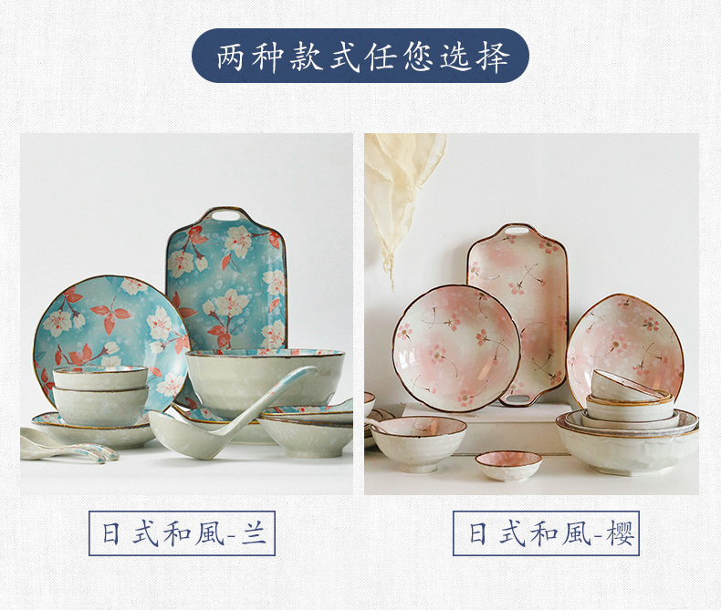 Japanese tableware suit under the glaze color dishes suit household creative move ceramic bowl dish to eat bowl chopsticks