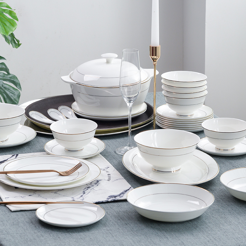 Dishes suit household contracted ipads China continental bowl chopsticks combination of jingdezhen Chinese bowl tableware outfit Dishes