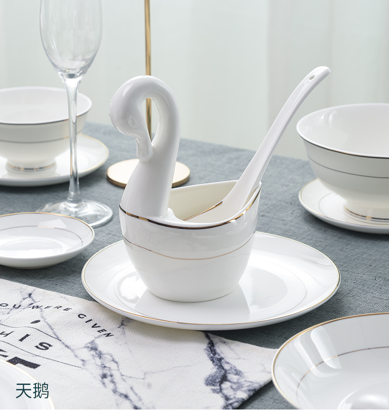 Dishes suit household contracted ipads China continental bowl chopsticks combination of jingdezhen Chinese bowl tableware outfit Dishes