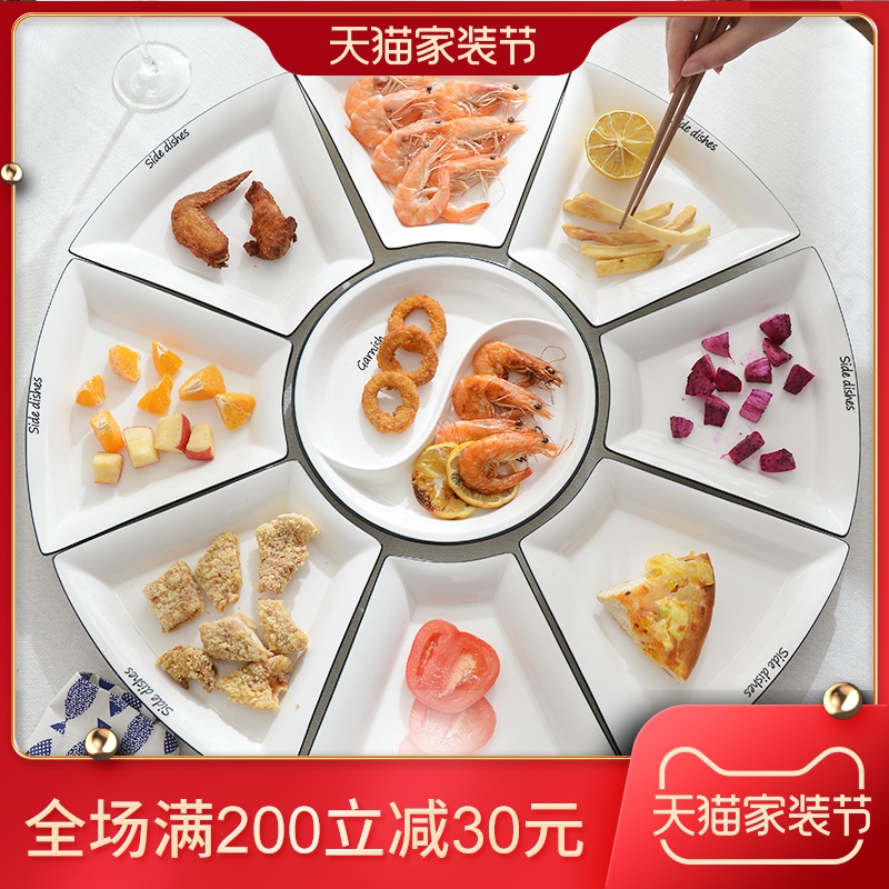 Trill platter tableware portfolio ceramic dishes suit creative household hotel hot pot table fan dinner plates