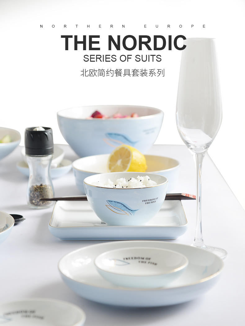 The Nordic idea ceramic rice bowl of fruit salad bowl, lovely ins dishes tableware home plate a single set of bowl