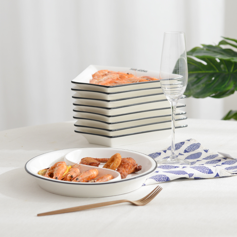Trill platter tableware portfolio ceramic dishes suit creative household hotel hot pot table fan dinner plates