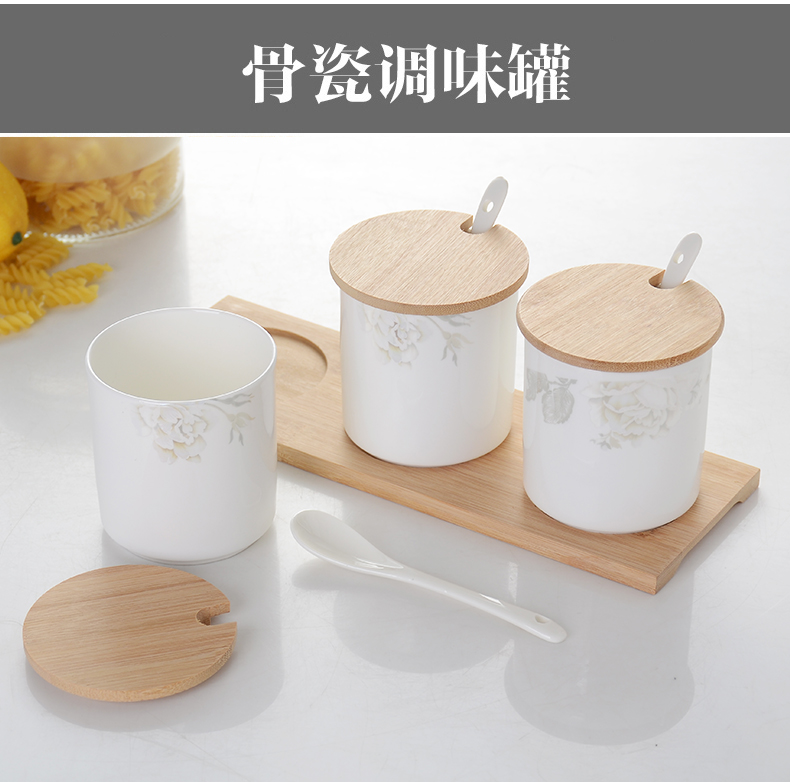 "According to the ipads China flavor pot seasoning salt storage tank seasoning bottles suit ceramics can suit with a spoon