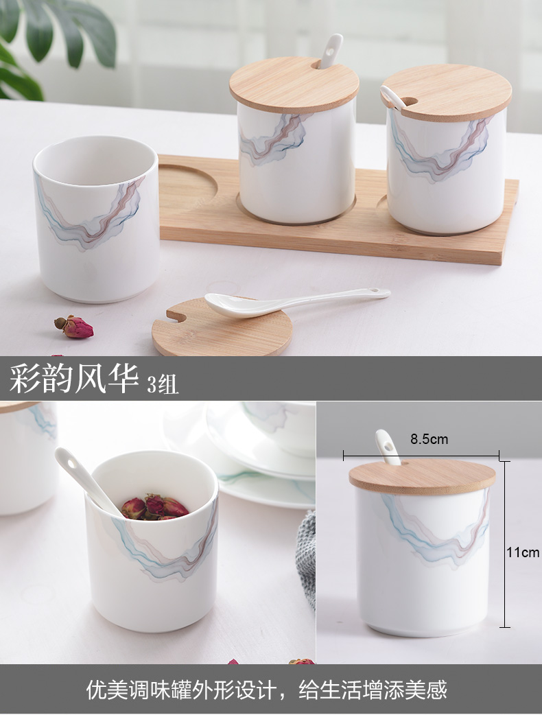 "According to the ipads China flavor pot seasoning salt storage tank seasoning bottles suit ceramics can suit with a spoon