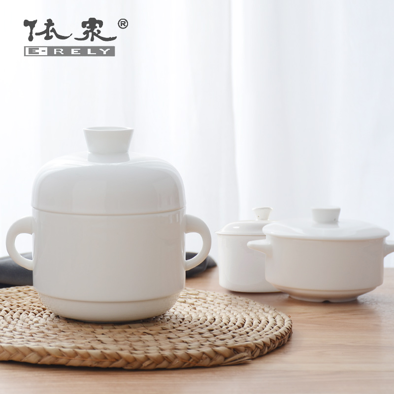 "According to the tangshan pure white ipads porcelain cup and cup stewed bird 's nest household stew stew ceramics with cover steamed chicken custard with to hold to high temperature