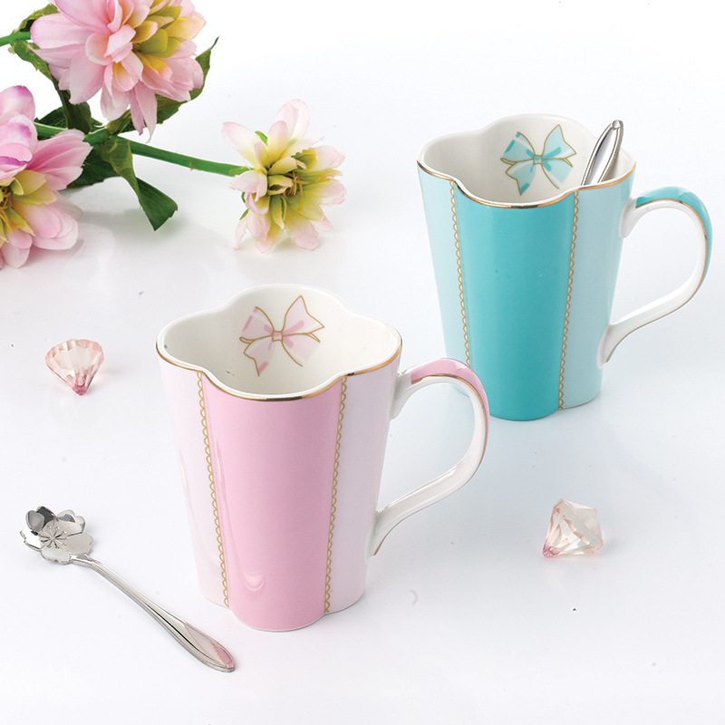 ins simple European ceramic mug solid color personality teacup with spoon office water cup couple coffee cup