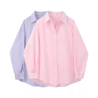Huang is not annoying design sense in the long version of the shirt 2021 New Gentle Girl powder shirt female loose Korean version