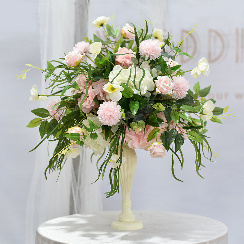 Simple European-style artificial flower decoration wooden candlestick table flower shelf hotel new room restaurant desktop decoration window