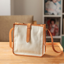 Xiao Sheng has a new daily canvas with cow skin bag college in 2021