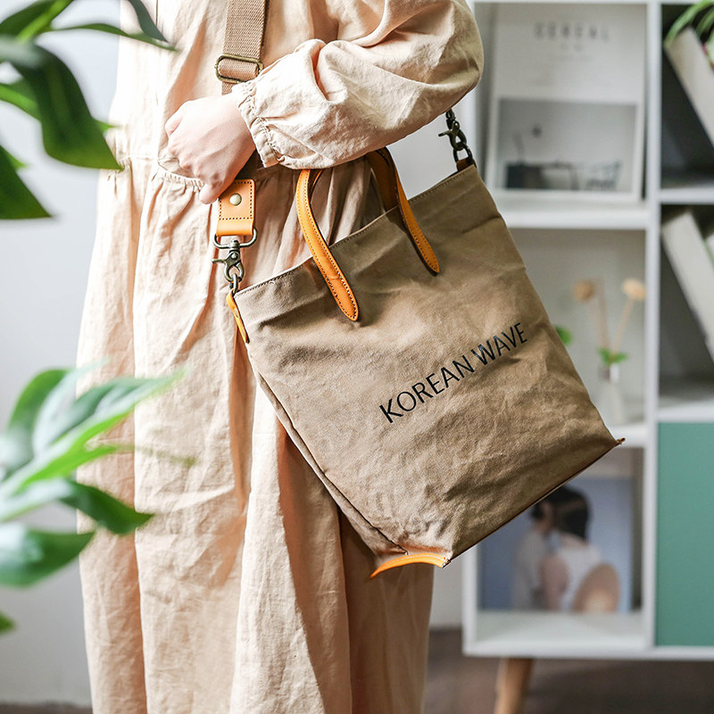 Xiaosheng has rice canvas bag women's shoulder bag casual retro literary small handbag simple Mori ladies