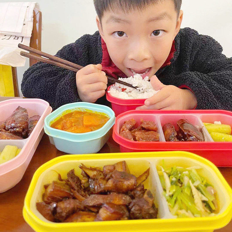 Disposable lunch box packaging box divided into two compartments color double-layer packaging box single three compartment degradable business fast food box