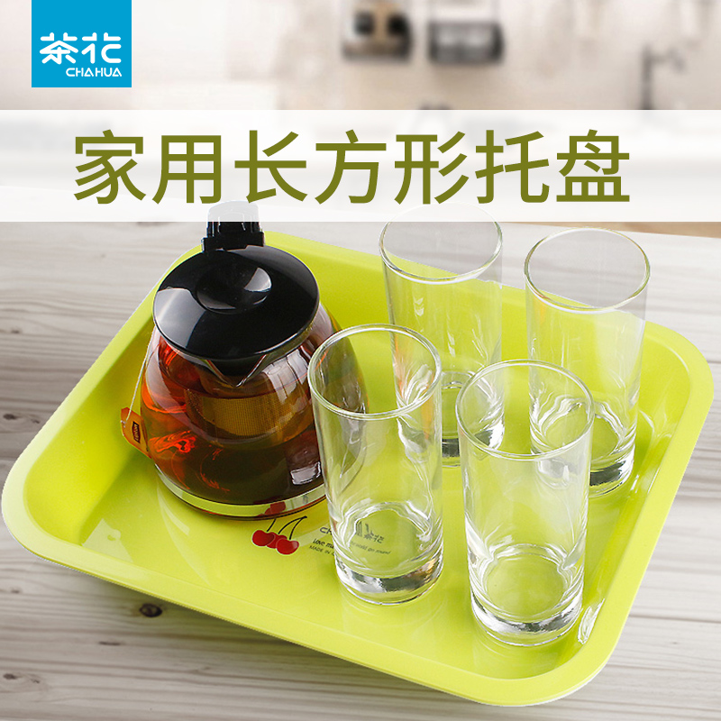 Tea flower plastic entrusted tray rectangular home living room with tea cup water dumplings drain double tray tea tray cutlery tray