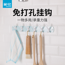 Tea flower hooks Viscose Free To Punch Door Rear Hangers Hook Kitchen Towels Glued with nail-free hook clothing Hook Stick Hook