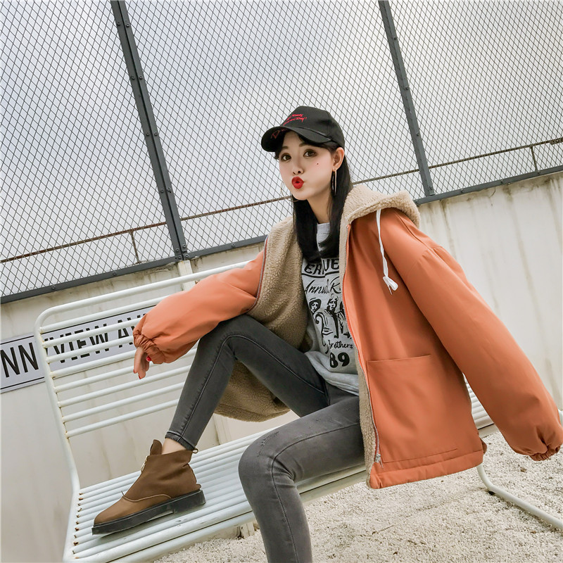 Cotton nữ 2018 mới sinh viên Hàn Quốc bf Harajuku áo khoác dày dày ấm áp lông cừu sang trọng mùa đông áo phao dài nữ