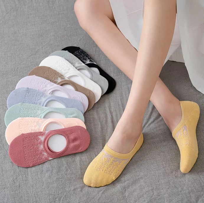 Tất mới mùa hè nữ phiên bản Hàn Quốc của vô hình băng lụa thoáng khí miệng nông nữ vớ vô hình tất thủy tinh vớ thuyền lụa tất bông - Vớ bông