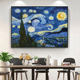 ກອບຮູບ Van Gogh Starry Night ຮູບແຕ້ມເພັດ 2024 ອອກແບບໃຫມ່ດ້ວຍມື DIY ຫ້ອງຮັບແຂກແບບງ່າຍດາຍ Sticker Cross Stitch