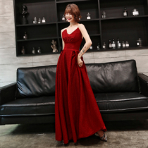 Toasted Bride 2021 Spring and Autumn Noble Sexy Wine Chest Long Evening Dress Women Engagement