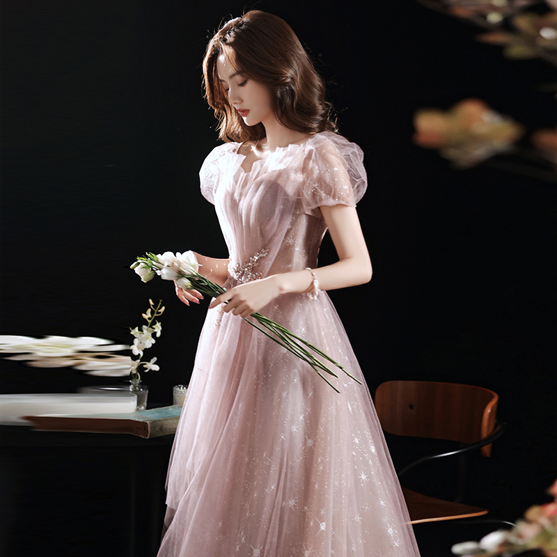 Pink Evening Dress for Women, Light Luxury, Niche Style, Elegant Socialite Engagement, High-End Banquet, Fairy Host Performance Dress for Women Pink Evening Dress for Women, Light Luxury, Niche Style, Elegant Socialite Engagement, High-End Banquet, Fairy Host Performance Dress for Women