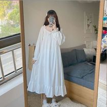 Jieyang Chaoshan pajamas 200 catties plus fertilizer plus size long-sleeved nightdress womens spring and autumn sweet beauty loose fat MM nightdress