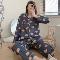 Chaoshan Jieyang pajamas womens 2022 new spring and autumn loose student cartoon printing long-sleeved homewear suit