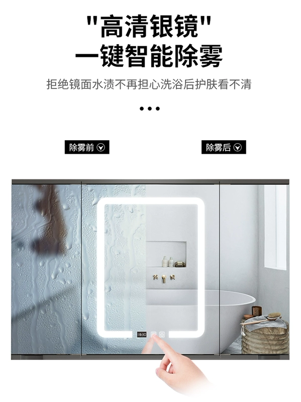 tủ gương lavabo Tủ phòng tắm gỗ chắc chắn kéo đẩy ẩn tủ gương phong thủy phòng tắm gương gấp thông minh chậu rửa kết hợp tủ tủ gương đèn led tủ gương nhà tắm thông minh