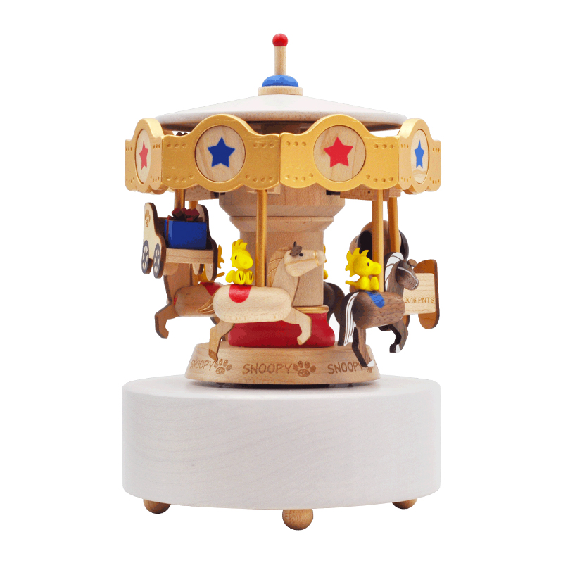 jeancard Music Box Snoopy Carousel Taiwan Wooden Music Box Send Children Female Birthday Christmas