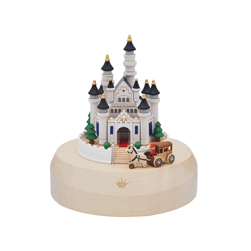 jeancard Music Box Creative Castle Carriage Electric Dynamic Night Light Taiwan Wooden Send Girls Christmas
