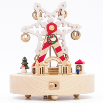 jeancard wooden music box Music box Girl children birthday gift Snowflake Ferris Wheel Christmas gift