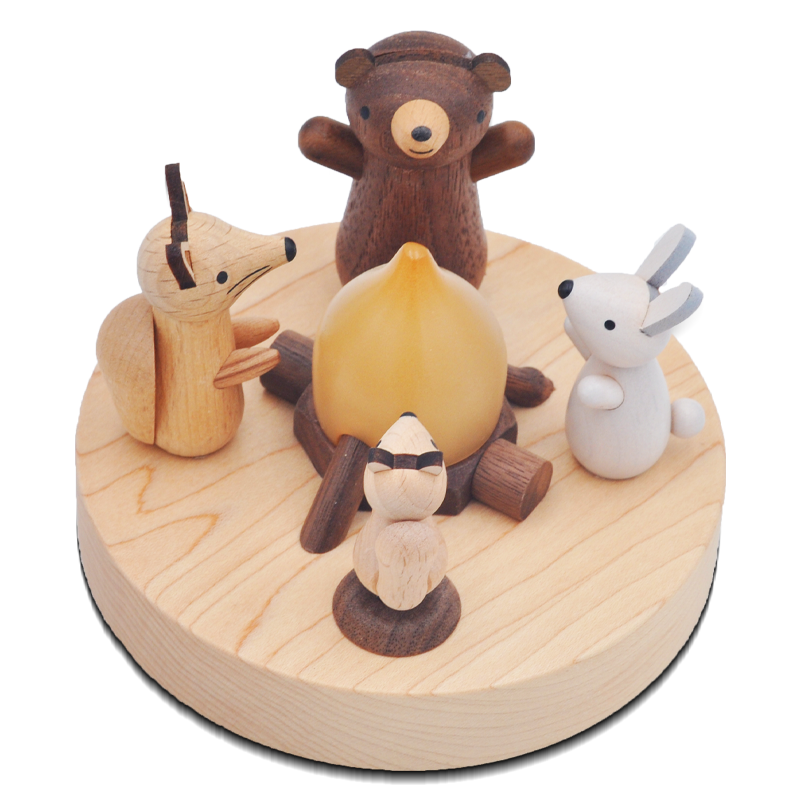 jeancard night light animal campfire LED wooden home bedside table lamp to send children Tanabata Valentine's Day