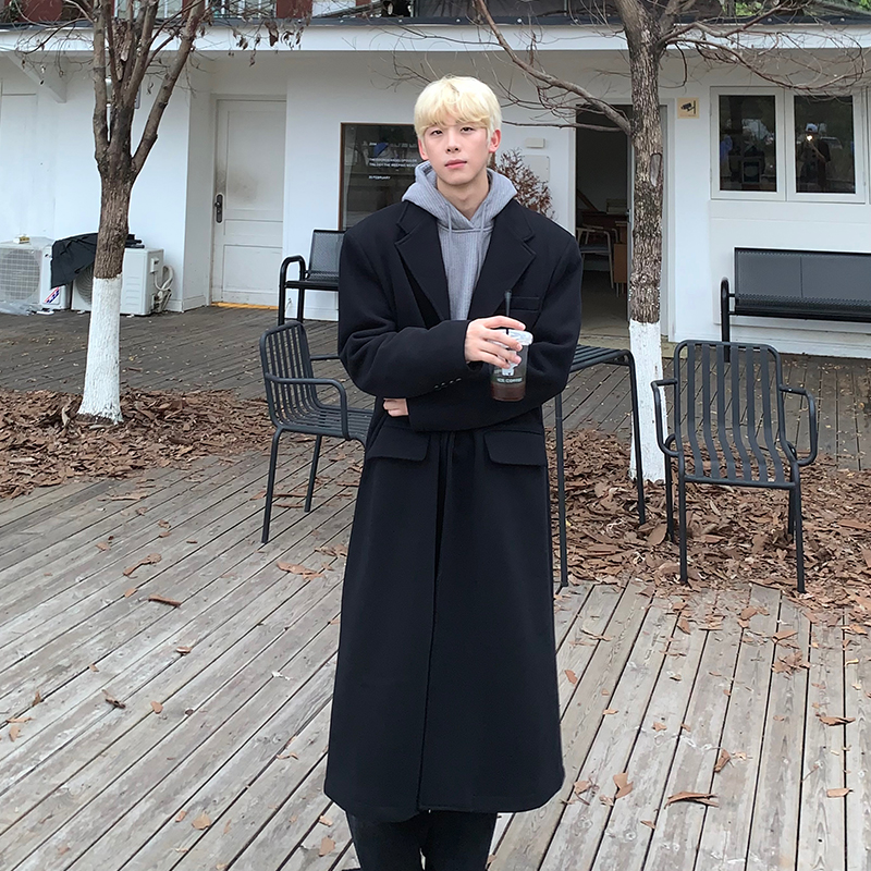 AP MMDD 秋冬 肩パッドコート メンズ ミドル丈 膝上 韓国風 ウィンドブレーカー ゆったり 厚手 高級コート